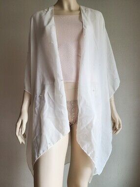 Studio white Sheer Cover-up with Subtle Bead Accent
